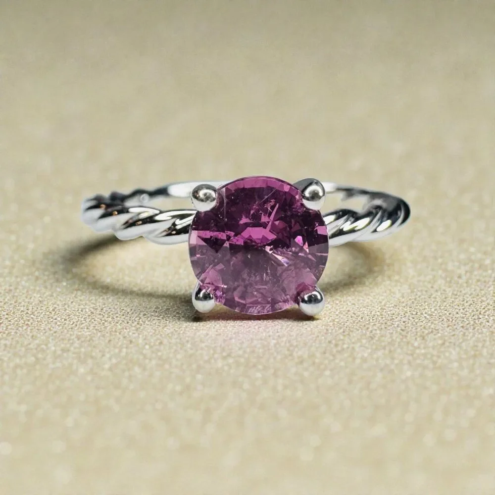James Allen 14K Gold Natural Pink Sapphire Diamond Engagement Ring Size 6